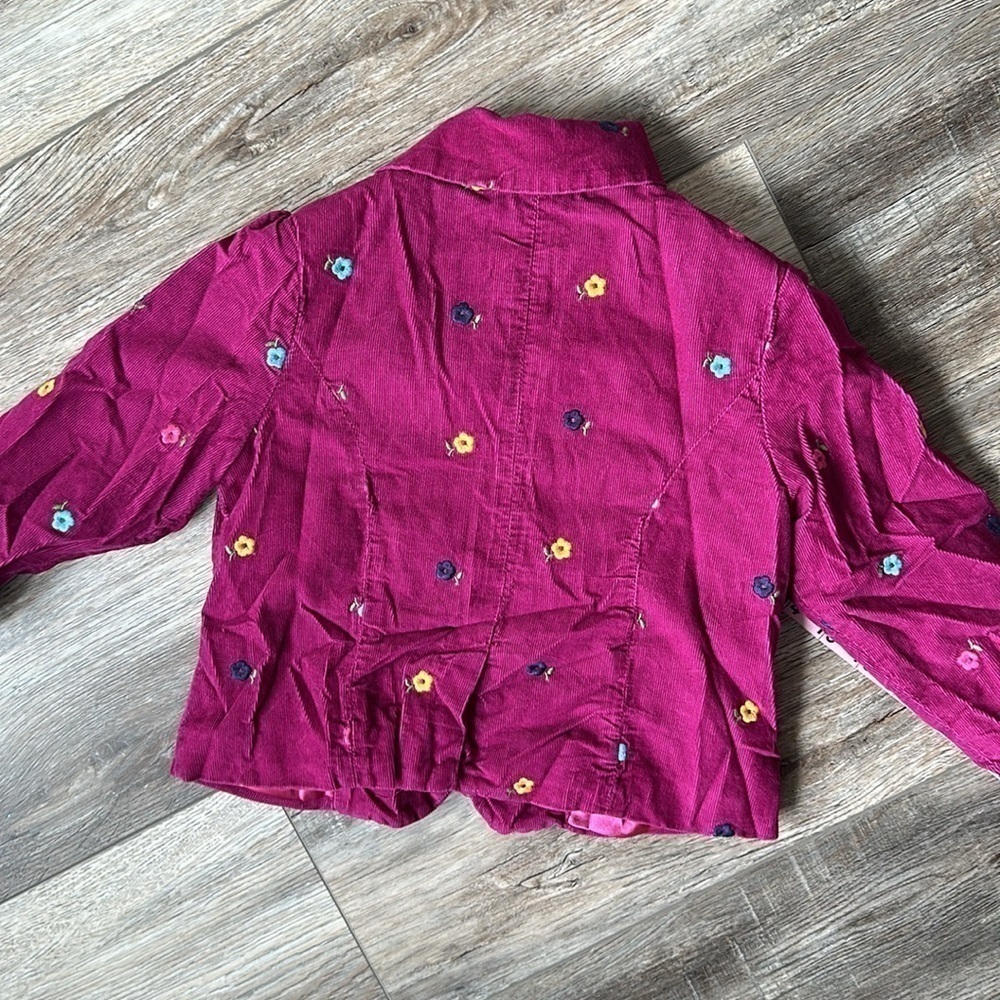 babyGap jacket size 4 toddler cranberry colored lined floral design - Picture 8 of 10